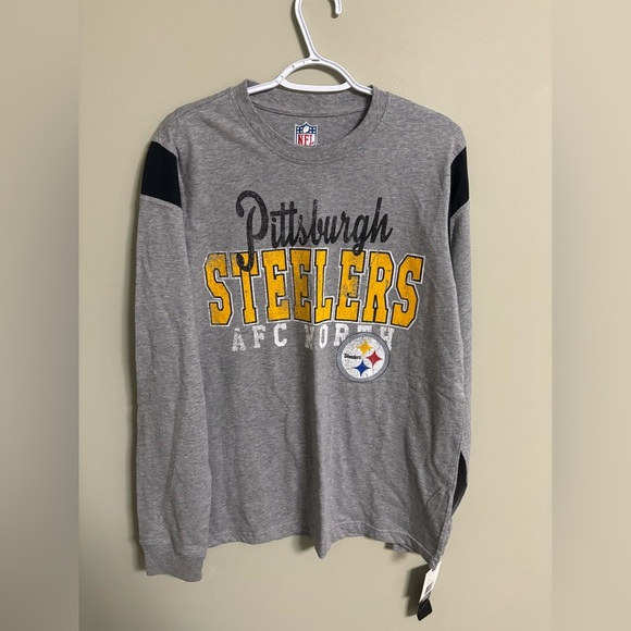 NFL Team Apparel Pittsburgh Steelers Long Sleeve T-shirt Size Medium New Grey - Picture 1 of 6